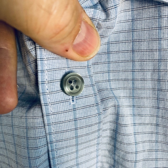 DKNY Men's Blue Rectangle Check Print Long Sleeve Button Up Shirt Size‎ XL - Picture 4 of 12